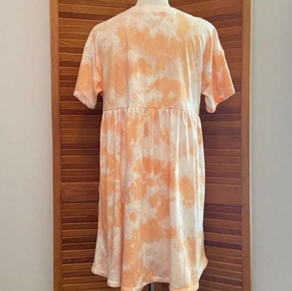 *NWT! V NECK SHORT SLEEVE SHIRT BABY DOLL CASUAL DRESS TIE DYE SIZE X SMALL - Picture 5 of 8
